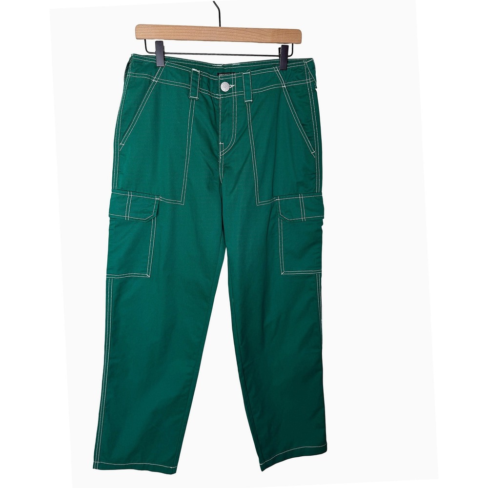 True Religion Military Cargo Pants Aventurine‎ Baggy Green Single Needle 28 Y2K